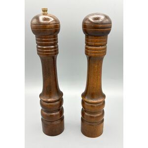 Vintage Wood Pepper Grinder Salt Shaker Turned Wood Woodcrest Creation